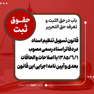 قانون تسهیل تنظیم اسناد در دفاتر اسناد رسمی مصوب 1385/6/1 با اصلاحات و القاحات بعدی و آیین نامه اجرایی این قانون